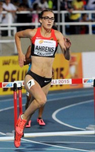 Lea Ahrens für Deutschland, nach der achten Hürde im WM-Vorlauf über 400 m Hürden, den sie klar gewann