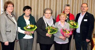 Foto von links: Margot Papendieck (2. Vors), Elvira Blankenburg, Gaby Seekircher, Ursel Friedrichs, Viola Anders und Joachim Probst (Geschäftsführer)