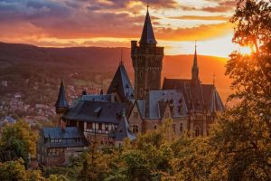 Sonnenuntergang Schloß Wernigerode vom Agnesberg